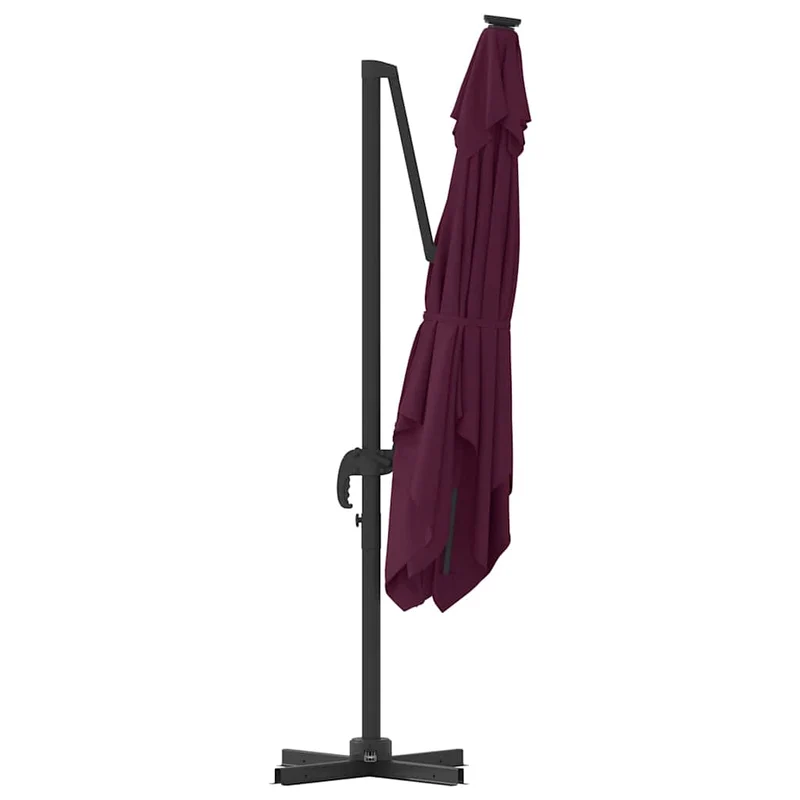 Parasol cantilever rectangulaire 286 x 284 x 265 cm fonction inclinable et rotation 360° style moderne en aluminium rouge 02_0058713