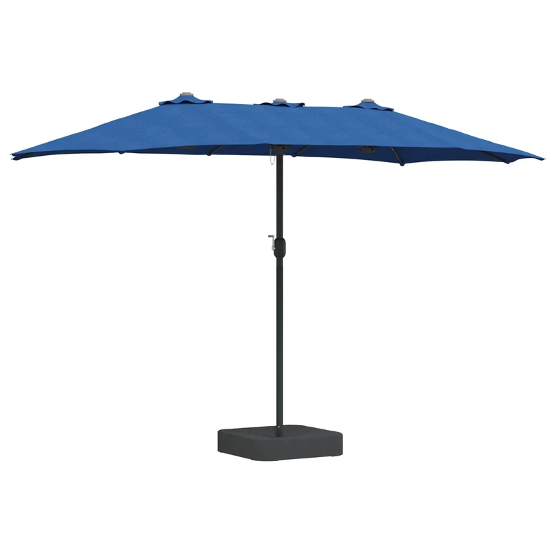 Parasol de jardin pliable moderne avec éclairage LED 385 x 209 x 244 cm en polyester azur 02_0058689