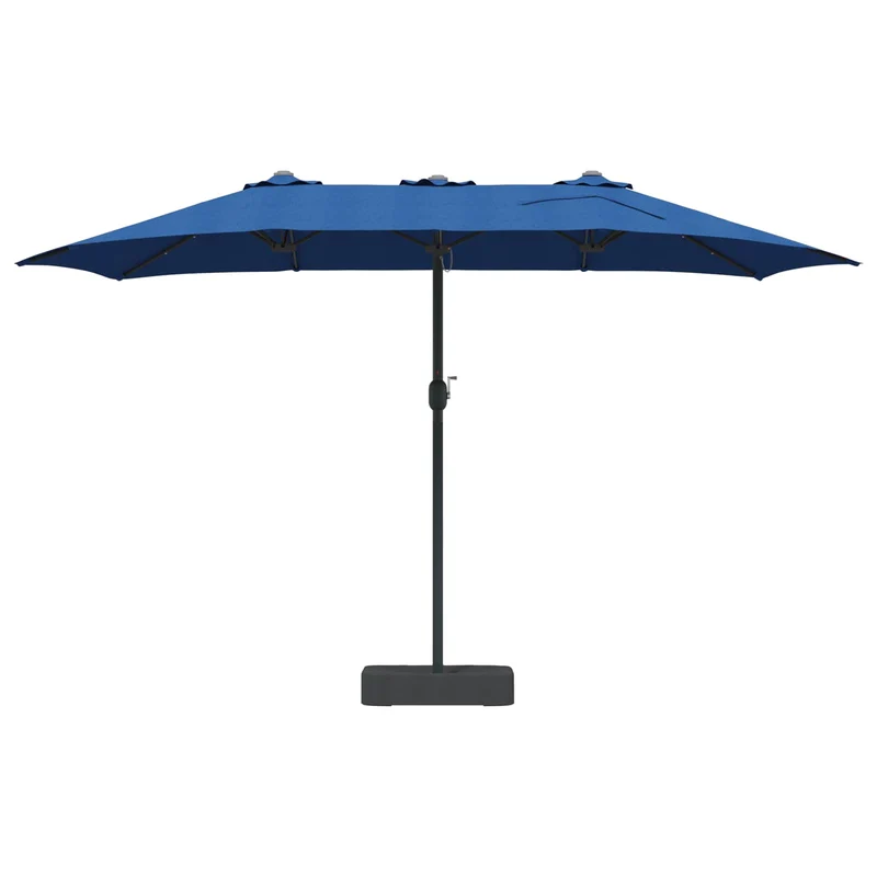 Parasol de jardin pliable moderne avec éclairage LED 385 x 209 x 244 cm en polyester azur 02_0058689