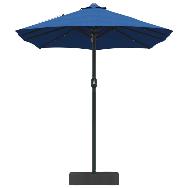 Parasol de jardin pliable moderne avec éclairage LED 385 x 209 x 244 cm en polyester azur 02_0058689