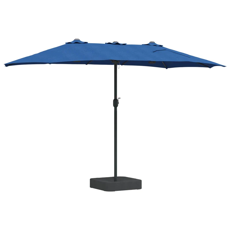 Parasol de jardin pliable moderne avec éclairage LED 385 x 209 x 244 cm en polyester azur 02_0058689