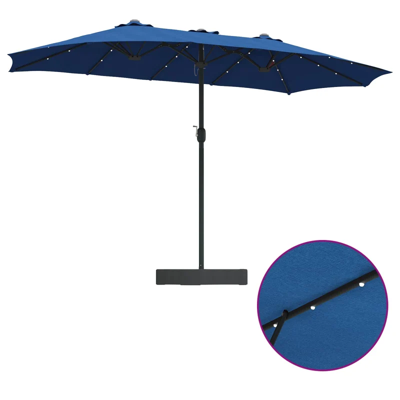Parasol de jardin pliable moderne avec éclairage LED 385 x 209 x 244 cm en polyester azur 02_0058689