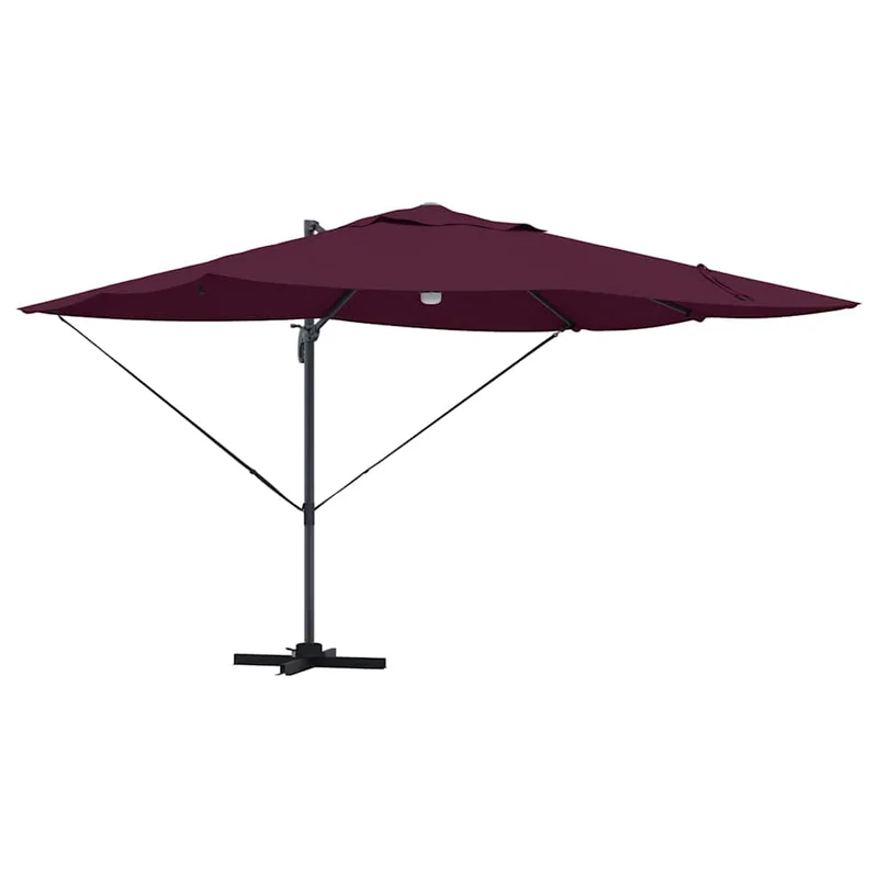 Parasol déporté inclinable et pivotable jardin 351 x 250 x 253 cm en polyester bordeaux 02_0058737