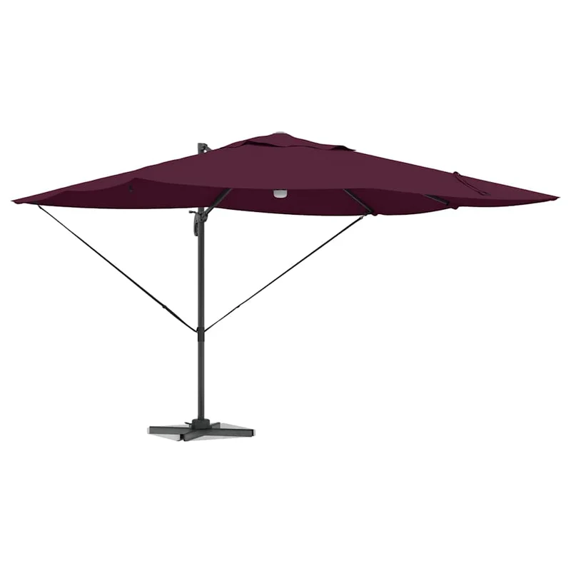 Parasol déporté inclinable et pivotable jardin 351 x 250 x 253 cm en polyester bordeaux 02_0058737