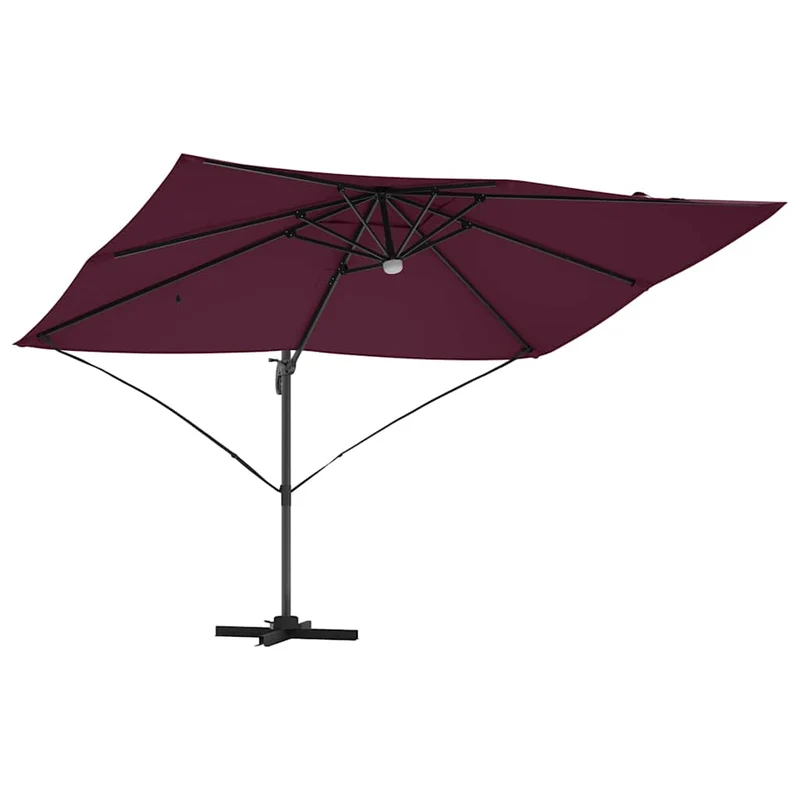 Parasol déporté inclinable et pivotable jardin 351 x 250 x 253 cm en polyester bordeaux 02_0058737