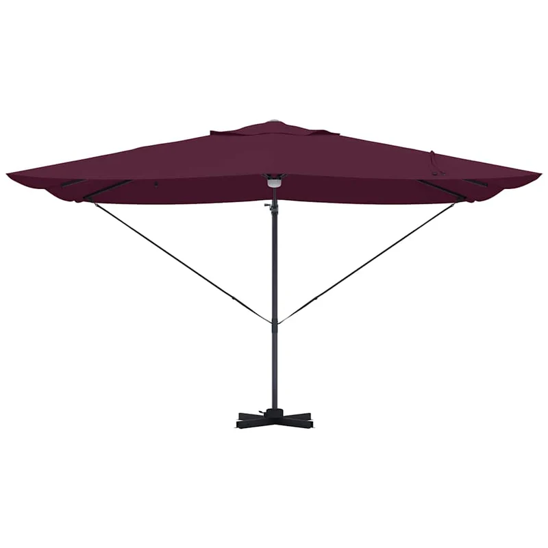 Parasol déporté inclinable et pivotable jardin 351 x 250 x 253 cm en polyester bordeaux 02_0058737