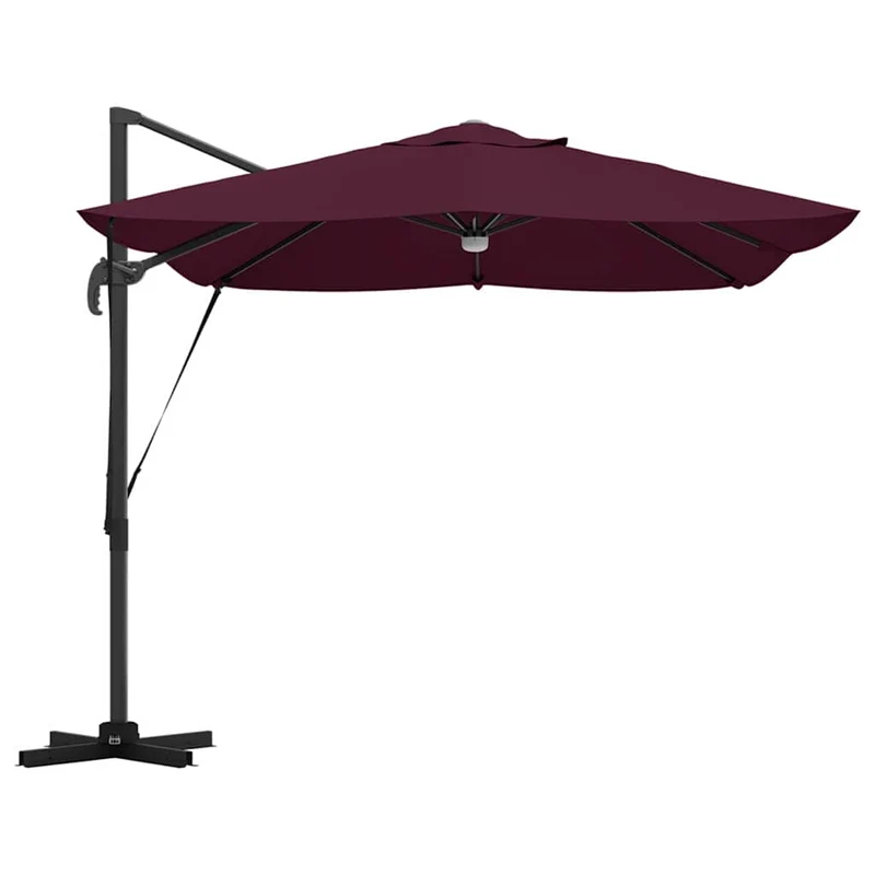 Parasol déporté inclinable et pivotable jardin 351 x 250 x 253 cm en polyester bordeaux 02_0058737