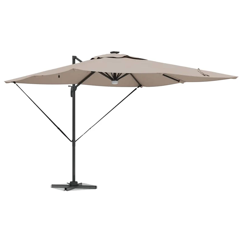 Parasol rectangulaire inclinable de jardin 286 x 284 x 270 cm design moderne en polyester taupe 02_0058726