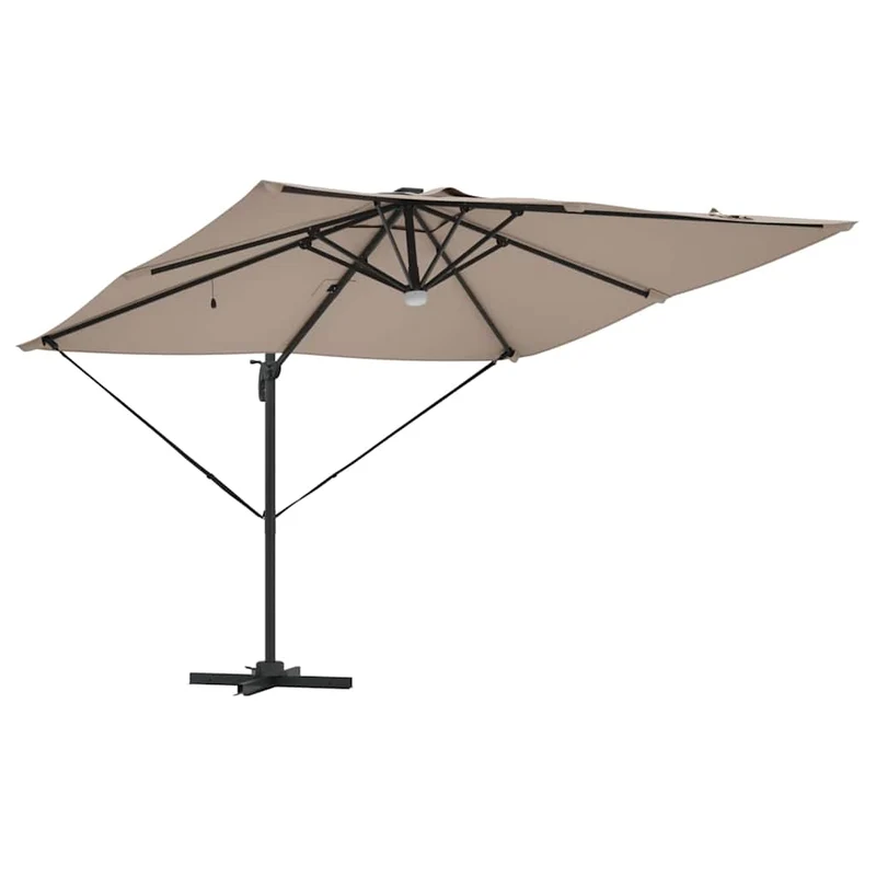 Parasol rectangulaire inclinable de jardin 286 x 284 x 270 cm design moderne en polyester taupe 02_0058726