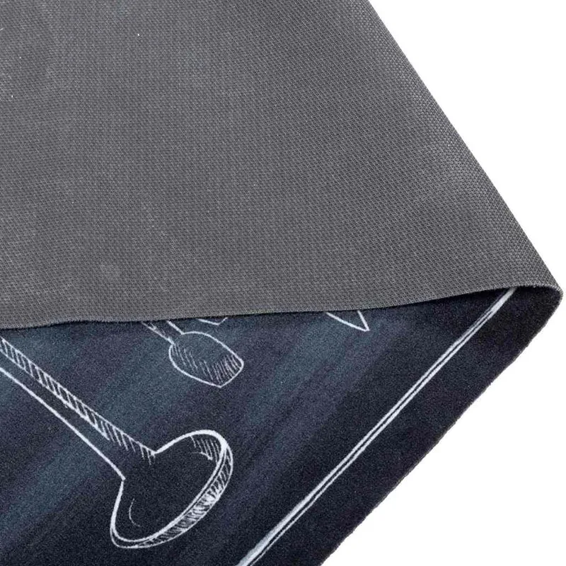 Tapis de cuisine rectangulaire antidérapant doux moderne 180 x 60 cm en velours noir 02_0058990