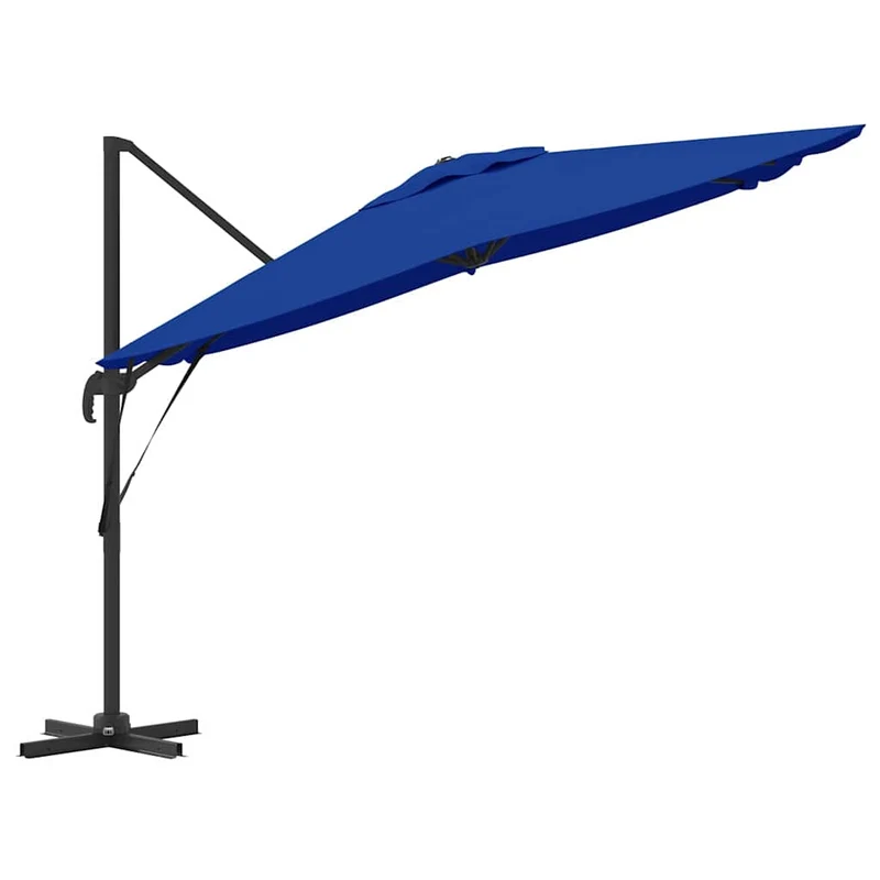 Parasol cantilever rectangulaire 286 x 284 x 265 cm inclinable 360° durable en aluminium bleu 02_0058712