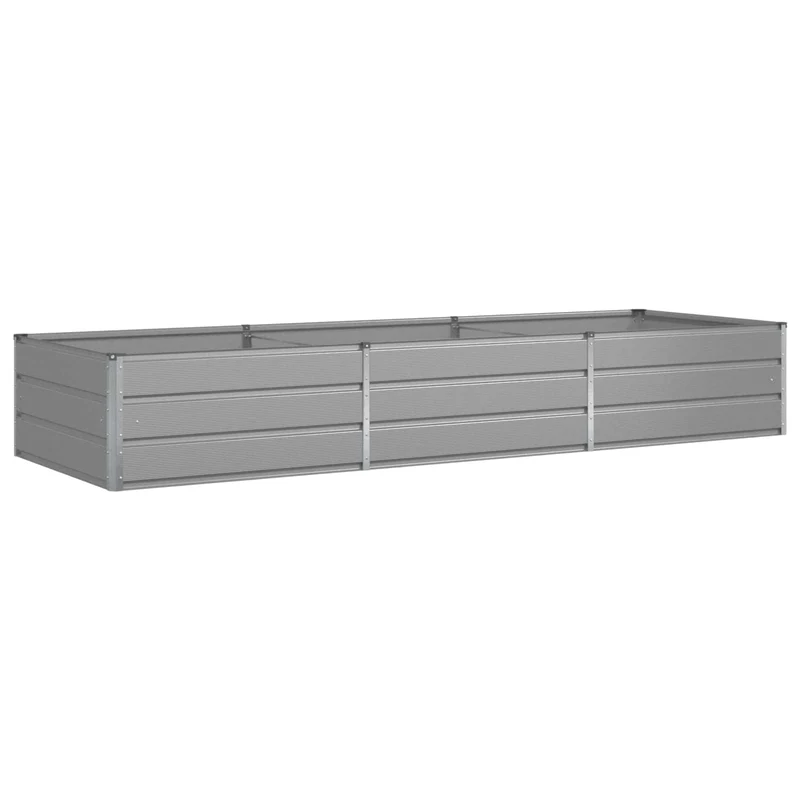Jardinière moderne industrielle design extérieurs 195 x 100 x 45 cm en acier galvanisé gris clair 02_0059209