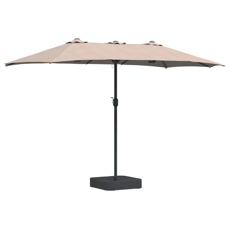 Parasol de jardin pliable design moderne 385 x 209 x 244 cm avec lumière LED ambiance cosy en polyester taupe 02_0058685