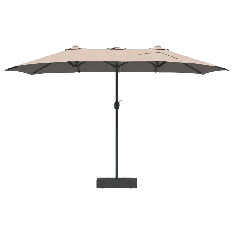 Parasol de jardin pliable design moderne 385 x 209 x 244 cm avec lumière LED ambiance cosy en polyester taupe 02_0058685