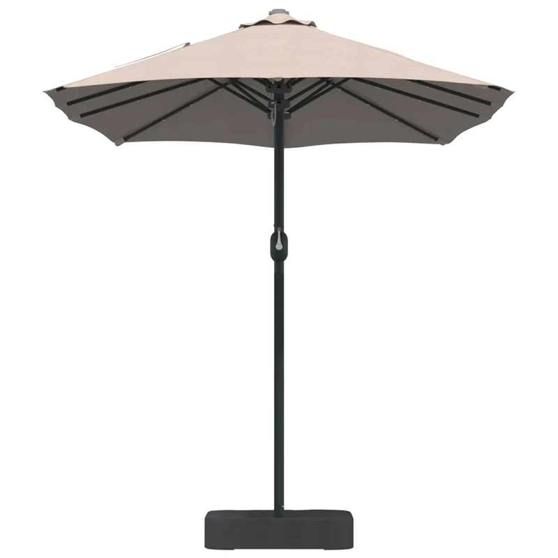 Parasol de jardin pliable design moderne 385 x 209 x 244 cm avec lumière LED ambiance cosy en polyester taupe 02_0058685