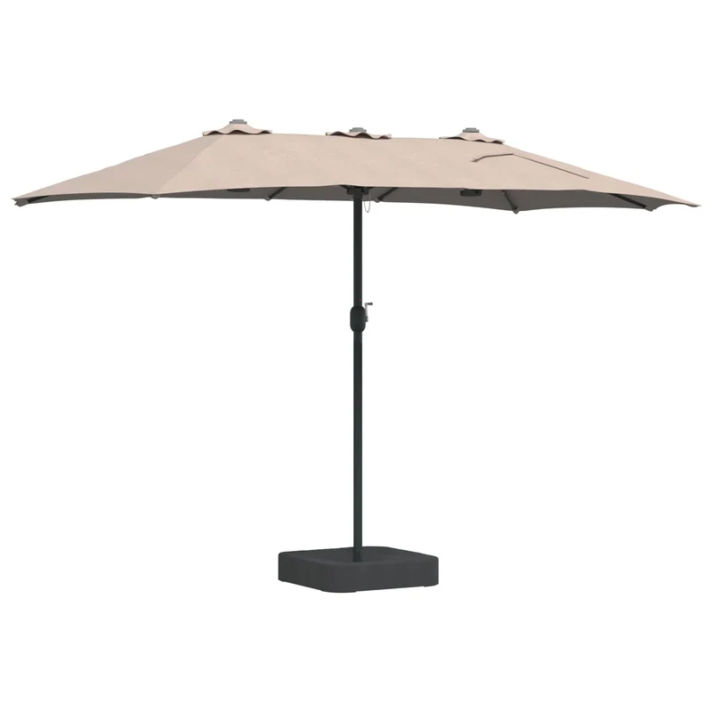 Parasol de jardin pliable design moderne 385 x 209 x 244 cm avec lumière LED ambiance cosy en polyester taupe 02_0058685