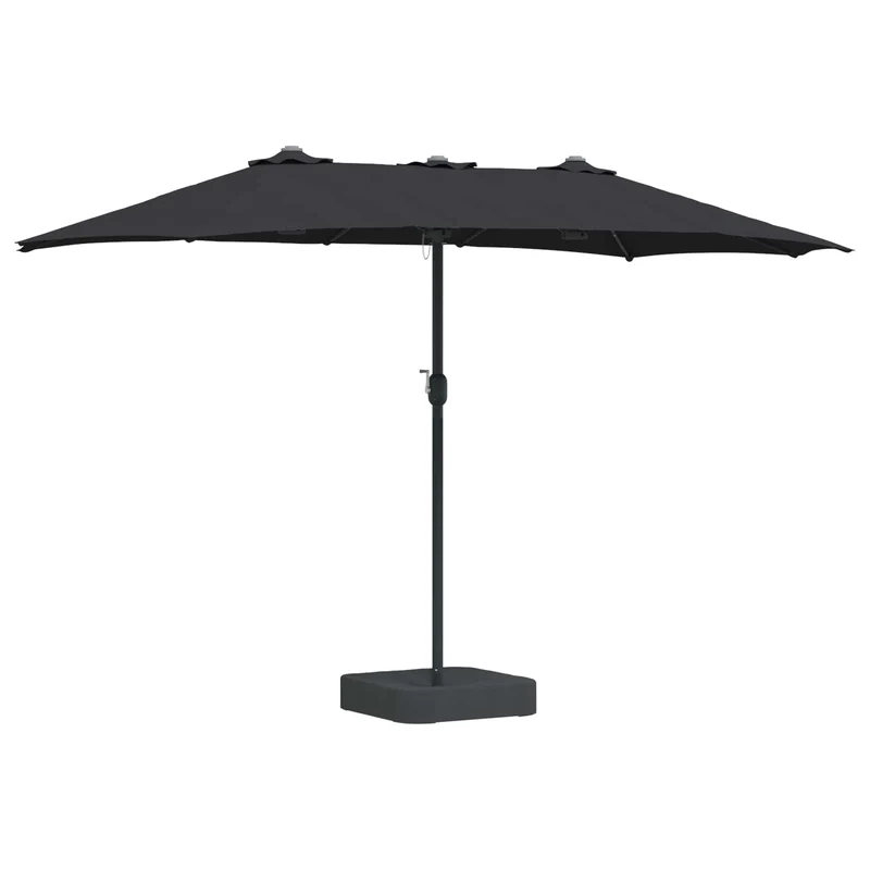Parasol de jardin pliable moderne avec éclairage LED 385 x 209 x 244 cm en polyester noir 02_0058688