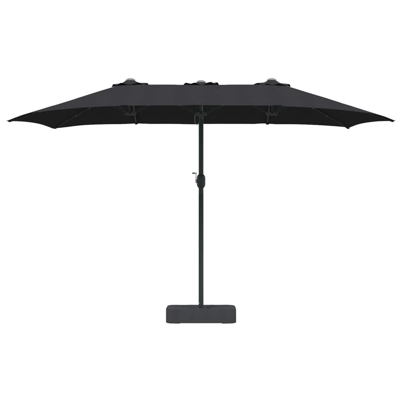 Parasol de jardin pliable moderne avec éclairage LED 385 x 209 x 244 cm en polyester noir 02_0058688