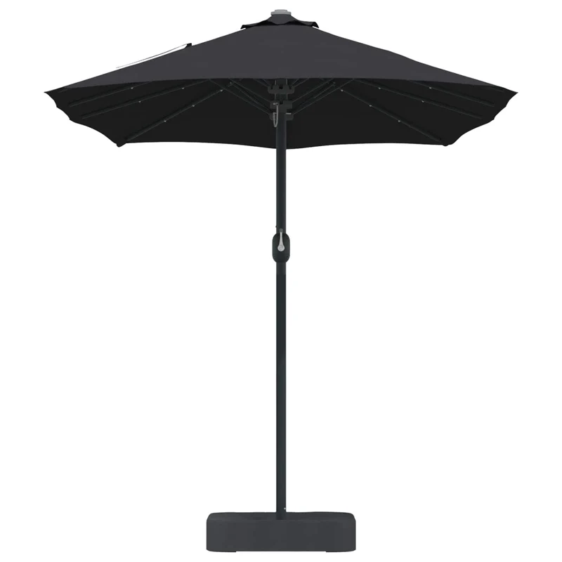 Parasol de jardin pliable moderne avec éclairage LED 385 x 209 x 244 cm en polyester noir 02_0058688