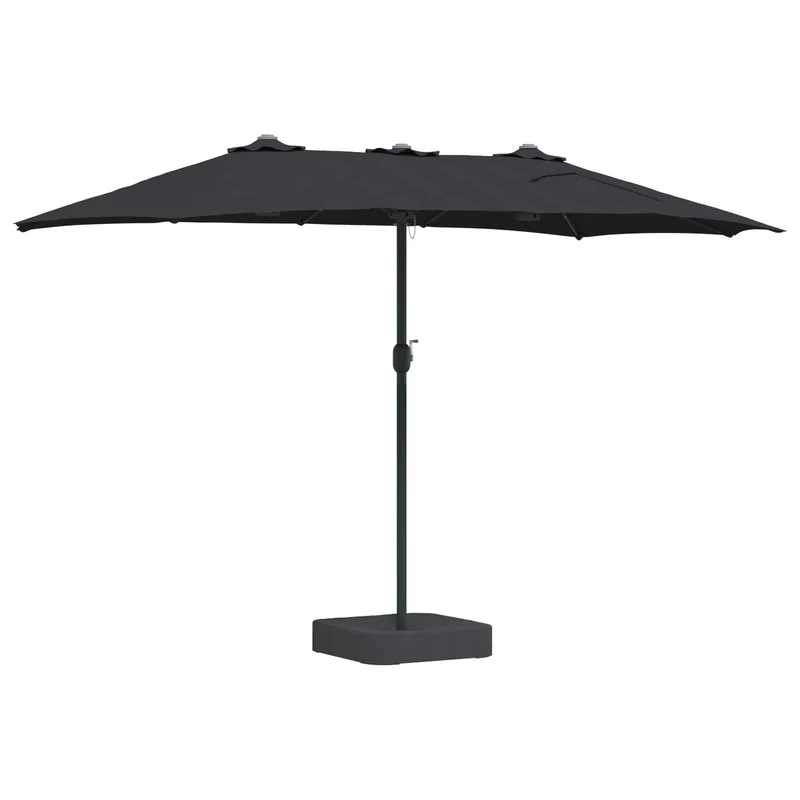 Parasol de jardin pliable moderne avec éclairage LED 385 x 209 x 244 cm en polyester noir 02_0058688