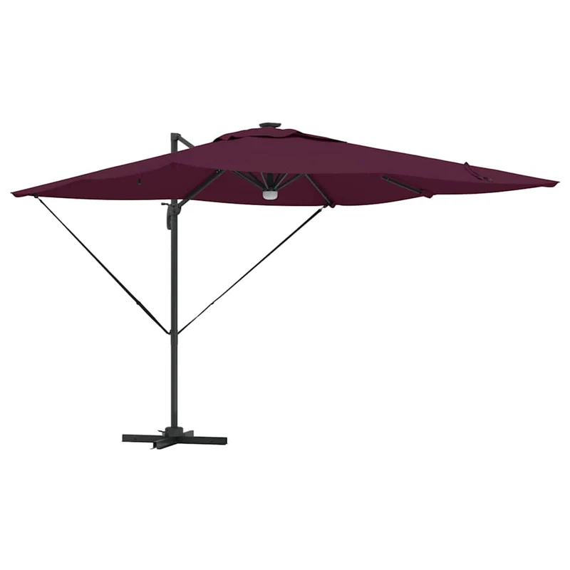 Parasol Roma rectangulaire inclinable 286 x 284 x 270 cm avec lumières LED écologiques en polyester rouge 02_0058729