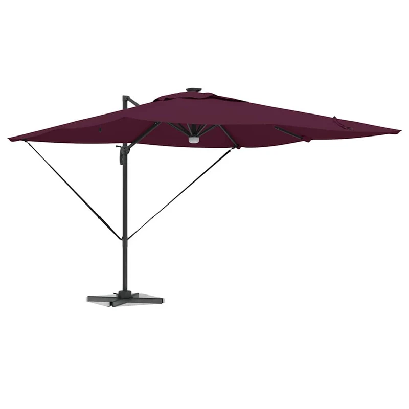 Parasol Roma rectangulaire inclinable 286 x 284 x 270 cm avec lumières LED écologiques en polyester rouge 02_0058729