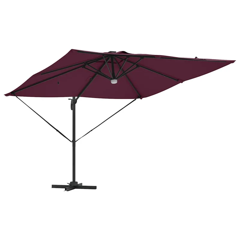 Parasol Roma rectangulaire inclinable 286 x 284 x 270 cm avec lumières LED écologiques en polyester rouge 02_0058729