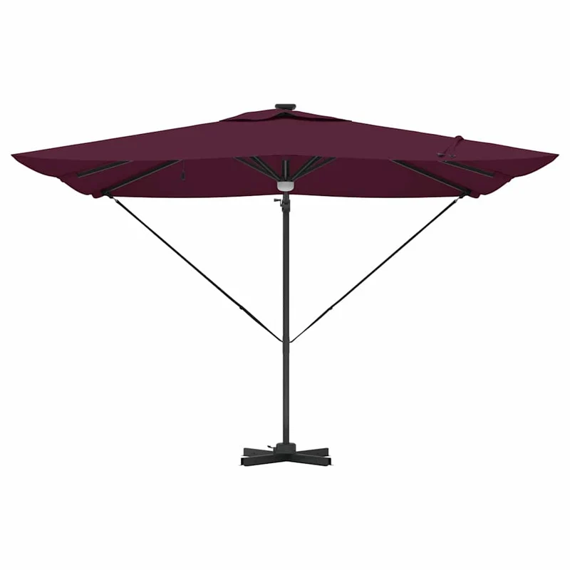 Parasol Roma rectangulaire inclinable 286 x 284 x 270 cm avec lumières LED écologiques en polyester rouge 02_0058729