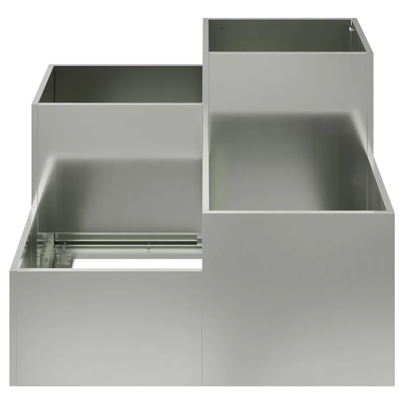Cache-pot de jardin rectangulaire moderne 80 x 80 x 60 cm design minimaliste extérieur en acier galvanisé argent 02_0052072