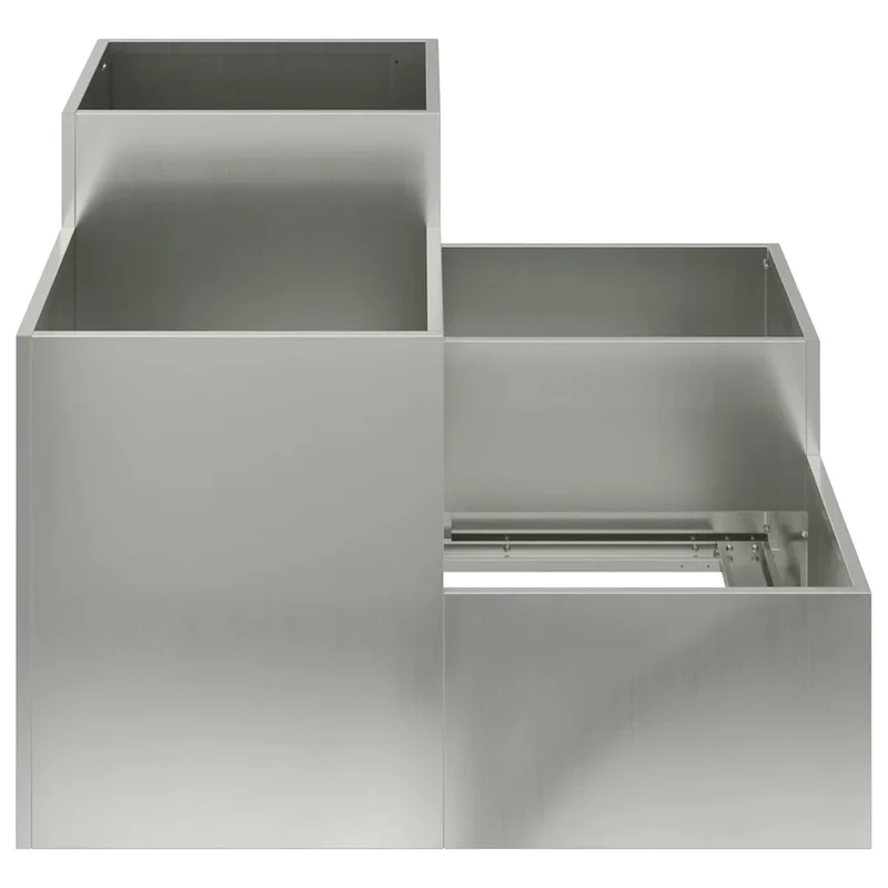 Cache-pot de jardin rectangulaire moderne 80 x 80 x 60 cm design minimaliste extérieur en acier galvanisé argent 02_0052072