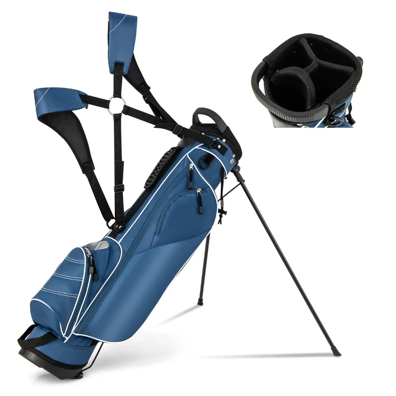Sac de golf sur pied 17,2 x 25,2 x 79,5 cm grande capacité de stockage assise ergonomique ambiance cosy en polyester bleu 20_0013397
