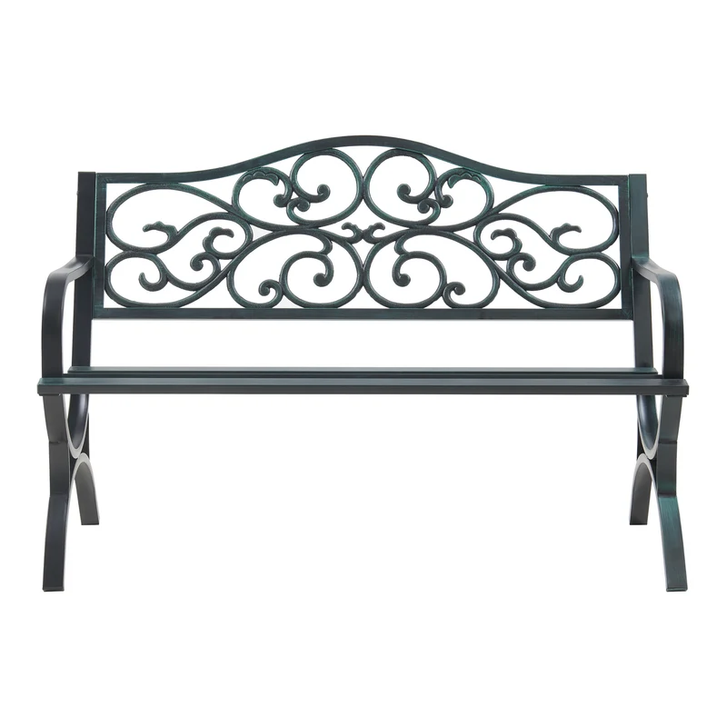 Banc de jardin 127 x 53 x 79 cm acier gris foncé avec patine verte 03_0008964