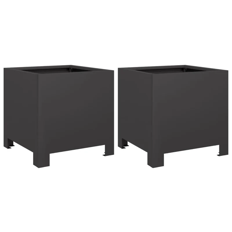 Jardinière bac lit surélevé plantes fleurs jardin terrasses lot de 2 30 x 30 x 30 cm acier noir 02_0038916