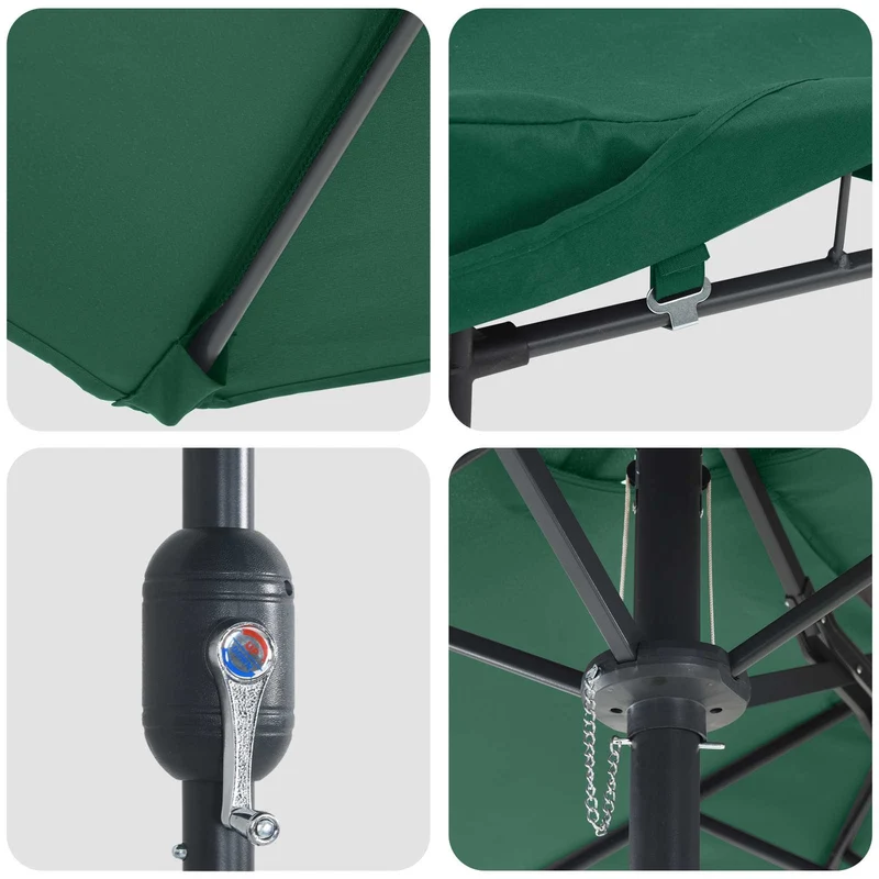 Parasol de jardin pliable moderne avec éclairage LED 385 x 209 x 244 cm en polyester vert 02_0058683