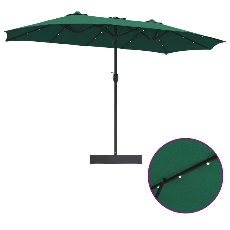 Parasol de jardin pliable moderne avec éclairage LED 385 x 209 x 244 cm en polyester vert 02_0058683