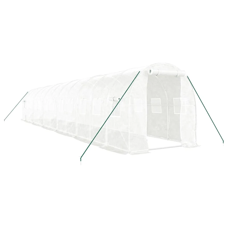 Serre tente abri plante fleur légumes avec cadre en acier 24 m² 12 x 2 x 2 m blanc 02_0044559