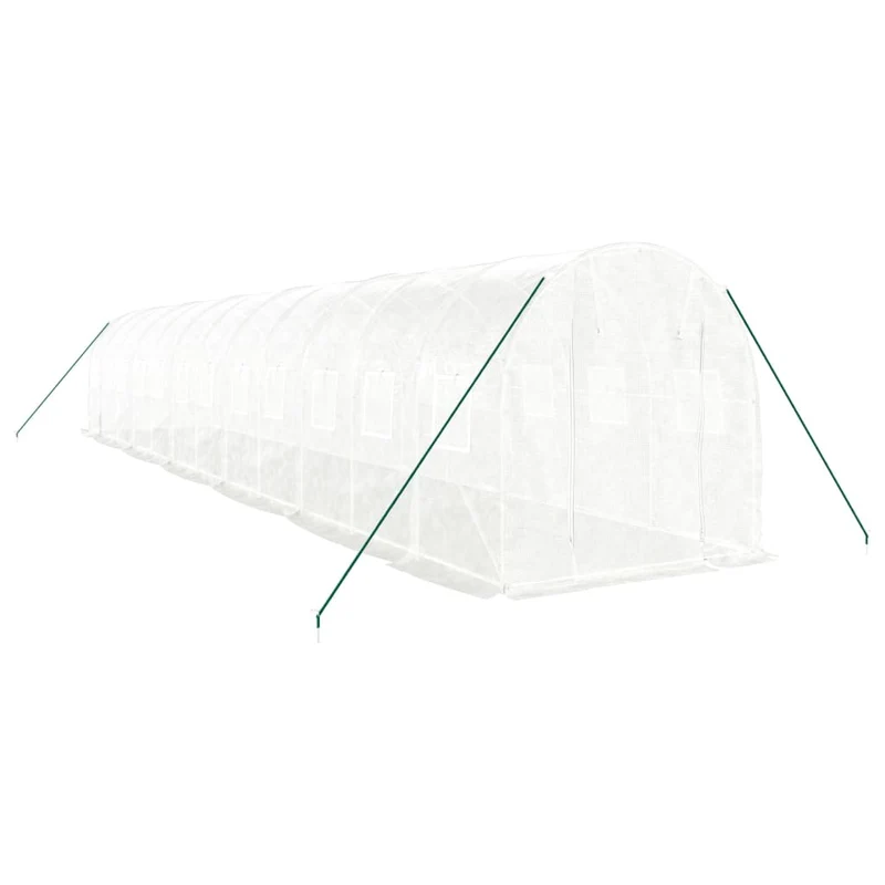 Serre tente abri plante fleur légumes avec cadre en acier 24 m² 12 x 2 x 2 m blanc 02_0044559