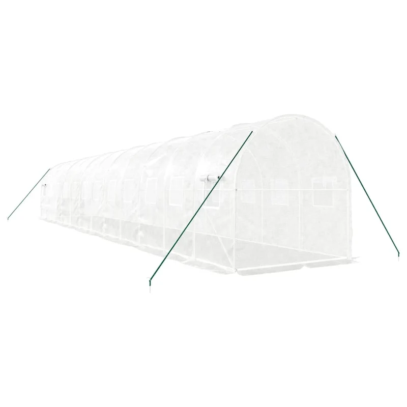 Serre tente abri plante fleur légumes avec cadre en acier 24 m² 12 x 2 x 2 m blanc 02_0044559