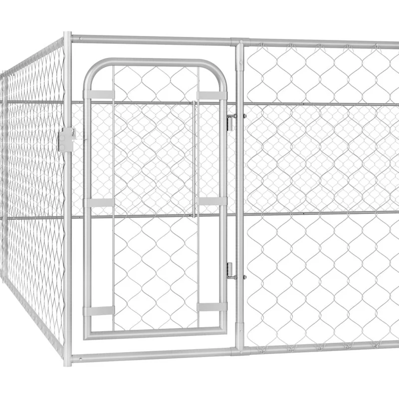 Chenil extérieur cage enclos parc animaux chien extérieur pour chiens acier galvanisé 6 x 6 x 1 m 02_0000477