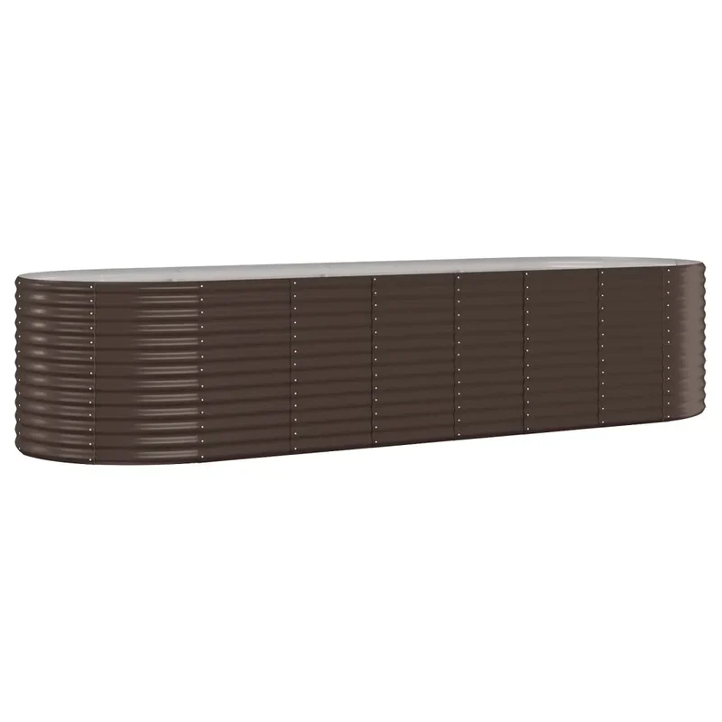 Lit surélevé de jardin ovale 322 x 100 x 68 cm spacieux résistant aux intempéries décoratif en acier galvanisé marron 02_0046590