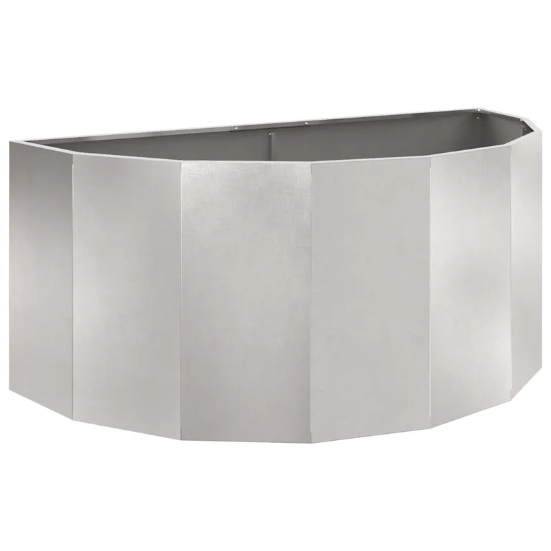 Jardinière demi-ronde moderne extérieur 120 x 60 x 50 cm design chic en acier inoxydable argent 02_0052947
