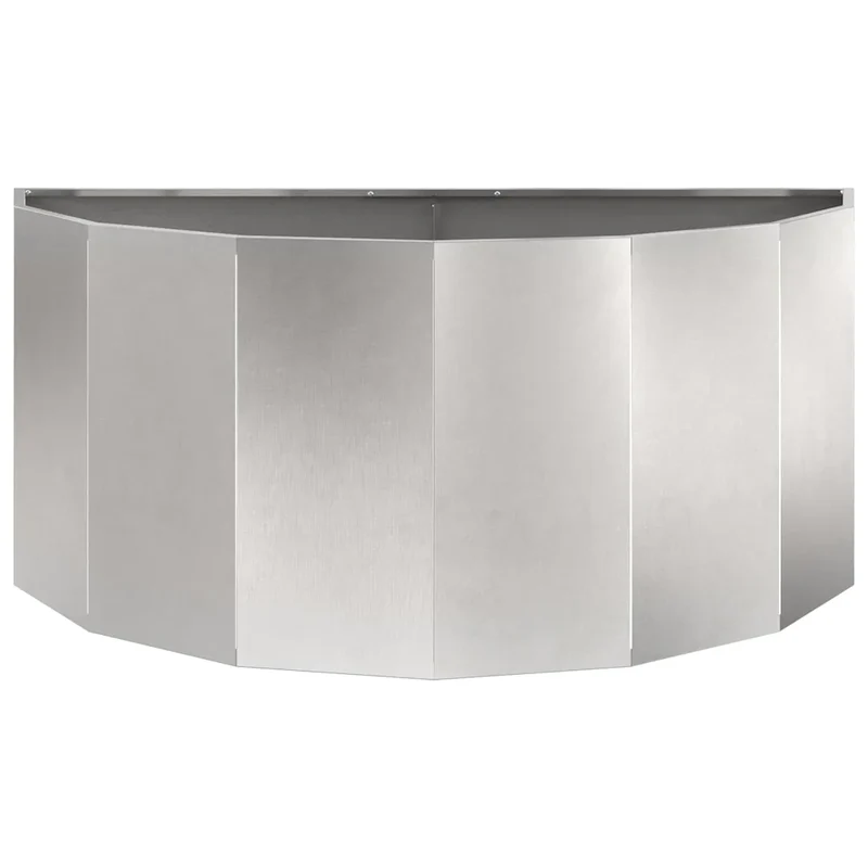 Jardinière demi-ronde moderne extérieur 120 x 60 x 50 cm design chic en acier inoxydable argent 02_0052947
