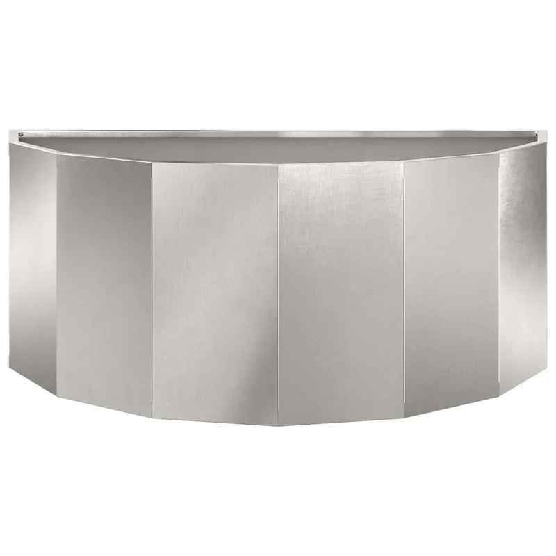 Jardinière demi-rond design moderne extérieur 90 x 45 x 35 cm facile à assembler en acier inoxydable argent 02_0052933