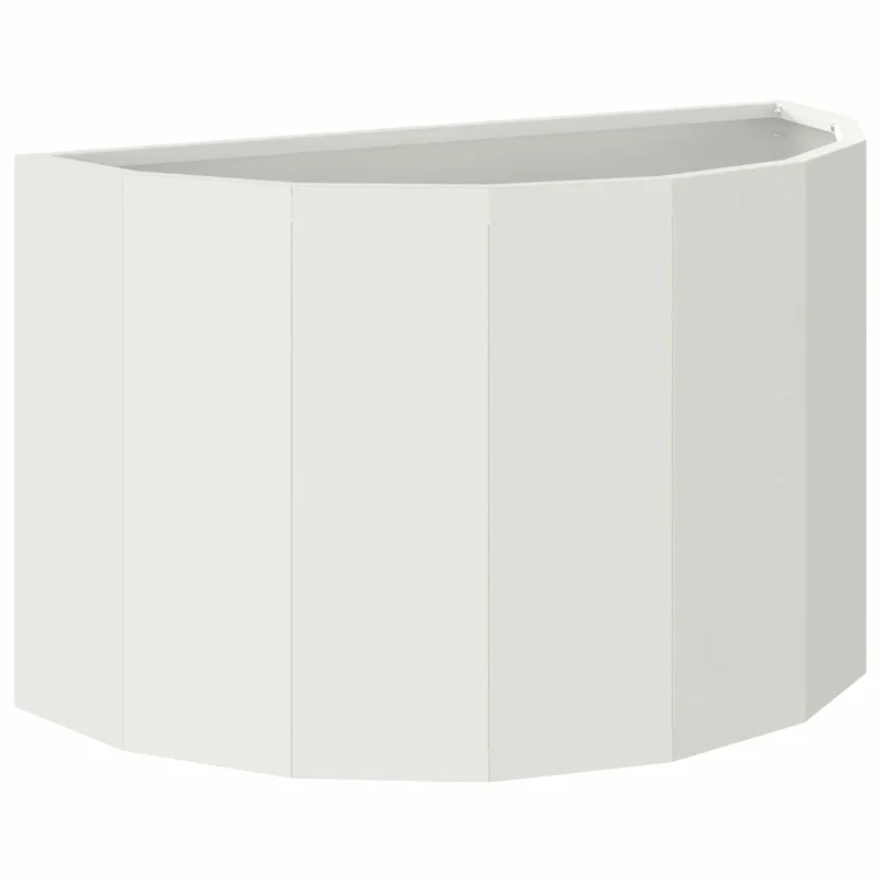 Jardinière demi-ronde moderne extérieur 60 x 30 x 35 cm facile à entretenir en acier blanc 02_0052937