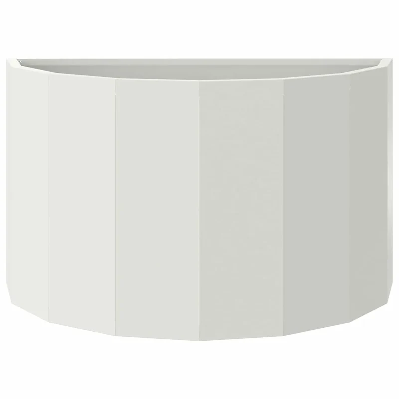 Jardinière demi-ronde moderne extérieur 60 x 30 x 35 cm facile à entretenir en acier blanc 02_0052937