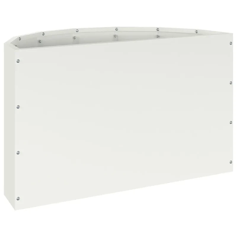 Jardinière demi-ronde moderne extérieur 60 x 30 x 35 cm facile à entretenir en acier blanc 02_0052937