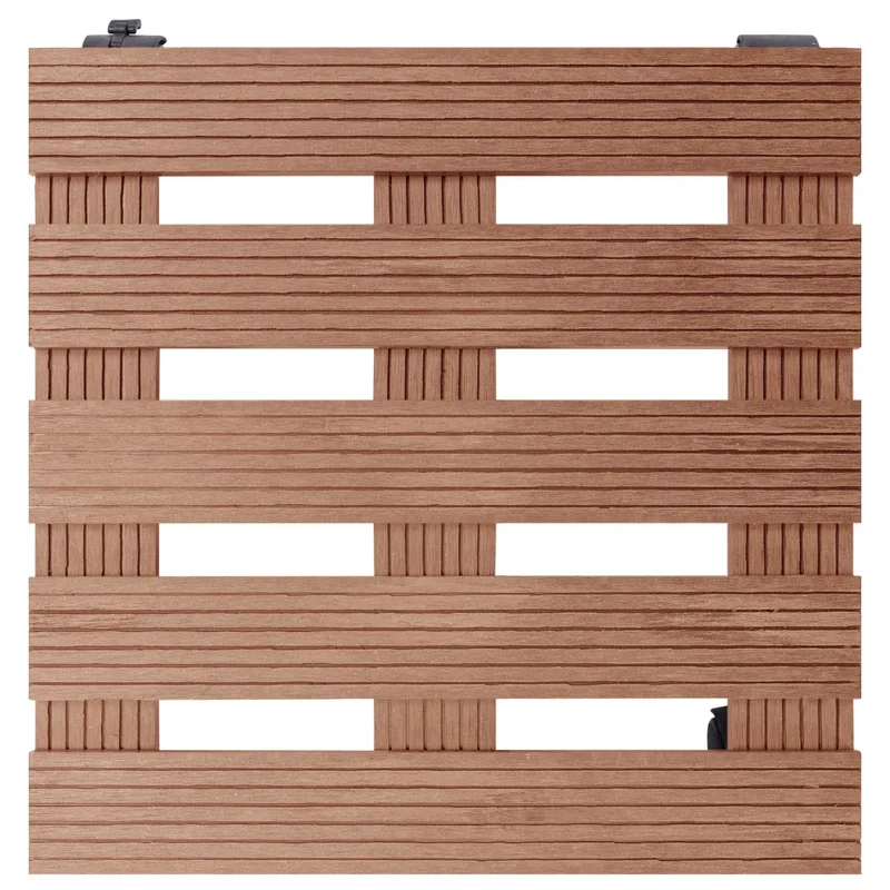 Lot de 4 chariots à plantes pratiques avec roulettes pivotantes 30 x 30 x 7,5 cm en WPC marron 02_0055249