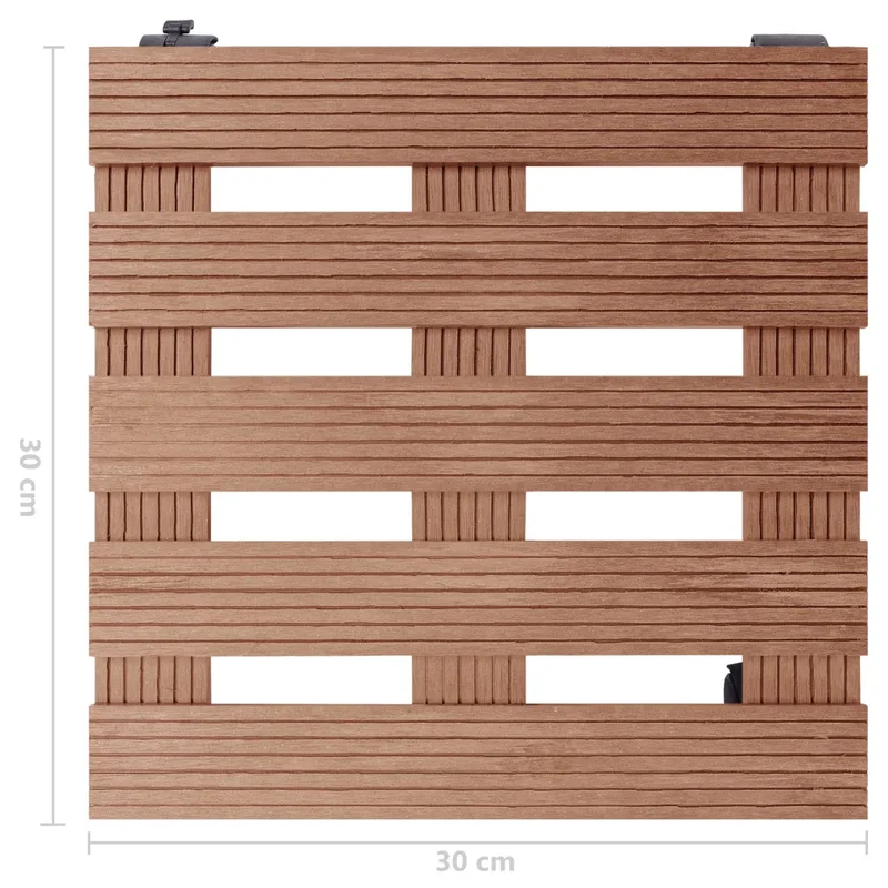 Lot de 4 chariots à plantes pratiques avec roulettes pivotantes 30 x 30 x 7,5 cm en WPC marron 02_0055249