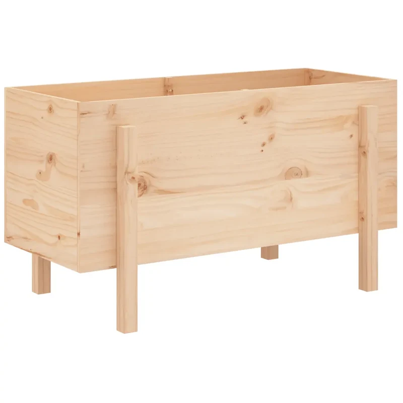 Lit surélevé de jardin 101 x 50 x 57 cm vaste espace décoratif style rustique en bois pin 02_0048499