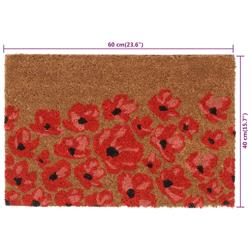 Tapis de porte naturel 40 x 60 cm résistant à l'extérieur et antidérapant design touffeté en fibre de coco naturel 02_0046189